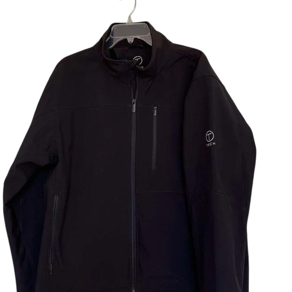T Tech by Tumi Mens XL Black Softshell Full Zip Fleece‎ Lined Performance Jacket